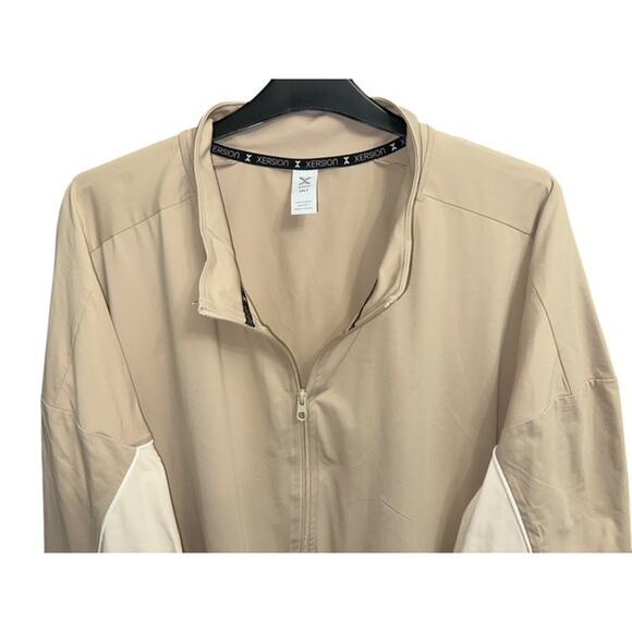Xersion 3XLT Jacket Lifestyle Mock Neck Beige Tan Colorblock Windbreaker 3X Tall - Picture 3 of 4